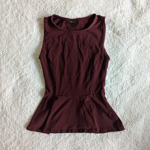 Maroon Sleeveless Peplum Top